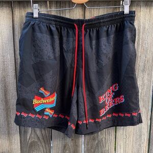 RSVLTS x Budweiser Board Shorts Black Beer Swim Trunks Hybrid Stretch Size Large